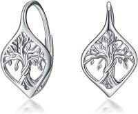 wholesale 925 Sterling Silver Tree of Life Leverback Dangle Drop Hoop Earrings for Women Gift Ideas-1-Tree of Life1