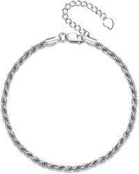 wholesale Sterling Silver Rope Chain Bracelet 2mm 4mm Lobster Clasp Italy 6 5 8 -6.5 Inches Modern