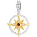 wholesale 925 Sterling Silver Compass Dangle Charm Two Tone Zircon Bead-0-0