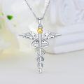 wholesale 925 Sterling Silver Caduceus Medical Symbol Pendant Necklaces for Women Men s-0-1
