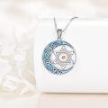 wholesale 925 Sterling Silver Celtic Hexagram Pendant Necklace With Blue Inlay-0-1