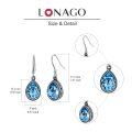 wholesale 925 Sterling Silver Oxidized Blue Swarovski Crystal Pear Cut Drop Earrings-0-4