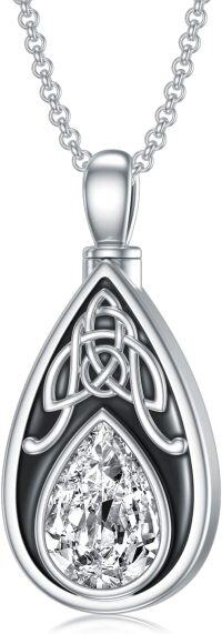 wholesale 925 Sterling Silver Birthstone Celtic Knot Teardrop Urn Necklace for Ashes-00-Custom-04-April