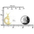 wholesale 925 Sterling Silver Pendant Necklace Gold Plated Crescent Moon Girl Playing Cello Cubic Zirconia-0-3