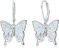 wholesale 925 Sterling Silver Opal Butterfly Leverback Drop Earrings Gift for Her-0-0
