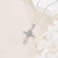 wholesale 925 Sterling Silver Cross Vine Pendant Necklace for Women-0-2