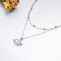 wholesale 925 Sterling Silver Planet Pendant Double Chain Layered Choker Necklaces for Women Gifts-0-2