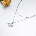 wholesale 925 Sterling Silver Planet Pendant Double Chain Layered Choker Necklaces for Women Gifts-0-2