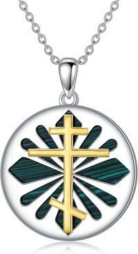 wholesale 925 Sterling Silver Malachite Cross Pendant Necklace for Women Gifts-Orthodox Cross
