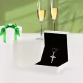 TOUPOP White Gold S925 Peridot Cross Infinity Pendant Necklace-0-5