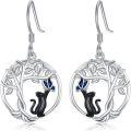 wholesale 925 Sterling Silver Cat Tree of Life Dangle Drop Earrings for Women Gifts-0-0