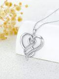 wholesale 925 Sterling Silver 14K White Gold Plated Double Heart Pendant with Diamonds and Chain for Women's s-0-4