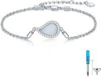 wholesale Sterling Silver Abalone Shell Urn Bracelet for Ashes Women Men Pet Memorial-Opal-teardrop