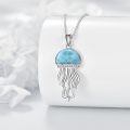 wholesale 925 Sterling Silver Larimar Jellyfish Pendant Necklace for Women and Men-0-3
