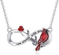 wholesale 925 Sterling Silver Red Cardinal Cross Infinity Necklace - Memorial Jewelry-Infinity