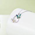 wholesale 925 Sterling Silver Blue Enamel Butterfly & Daisy Drop Pendant Necklace for Women Girls Gifts-0-3
