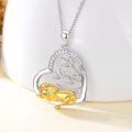 wholesale 925 Sterling Silver Sleeping Lion Heart Pendant Necklace-0-5
