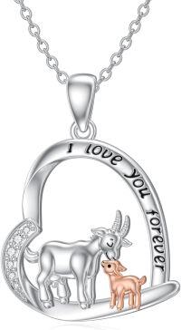 wholesale 925 Sterling Silver Goat Family Pendant Necklaces I Love You Forever Gifts for Mom Daughter Mothers' Day Birthdays Christmas-01-Mother Daughter Goat Necklace