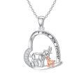 wholesale 925 Sterling Silver Goat Mother Baby Heart I Love You Forever Pendant Necklace-0-0