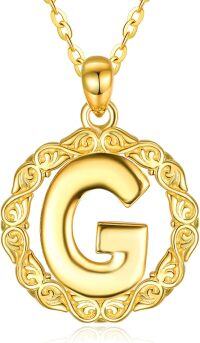 wholesale 14K Gold Sterling Silver 26 Letter Pendant Necklace 18 +2 Chain Gift-G