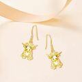 wholesale 925 Sterling Silver Highland Cow Dangle Earrings with Gold Plated and Black Crystal Stones 16mm x 13mm Fish Hook Jewelry for Women Girls Gift Boxed-0-3