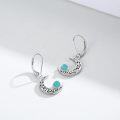 wholesale 925 Sterling Silver Turquoise Crescent Moon Celtic Star Drop Earrings for Women -0-2