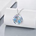 wholesale 925 Sterling Silver Blue Opal Sea Turtles Pendant Necklace for Women-0-10