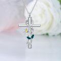 wholesale 925 Sterling Silver Cross with Lily and Butterfly Charm Cremation Jewelry Urn Necklace for Ashes Keepsake Pendant-0-4