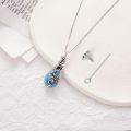 wholesale 925 Sterling Silver Turquoise Blue Stone Pendant with Butterflies and Swirls - Memorial Keepsake Jewelry-0-3
