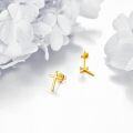 wholesale 14K Gold CZ Stone Cross Stud Earrings for Women Christian  Ideas-0-3