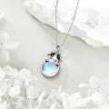 wholesale 925 Sterling Silver Cow Blue Stone Pendant Necklace for Women Girls  48cm Chain Length-0-4