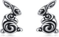 wholesale 925 Sterling Silver Rabbit Stud Earrings Black Enamel Animal s for Women and Girls-Bunny earrings