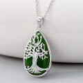 wholesale 925 Sterling Silver Tree Of Life Pendant Necklace Wholesale With Green Gemstone-0-67