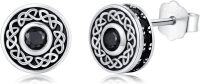 wholesale 925 Sterling Silver Black Onyx Zircon Celtic Viking Stud Earrings Hypoallergenic Punk Gothic Jewelry for Women Men-Celtic E-03-Celtic E-03