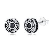 wholesale 925 Sterling Silver Black Onyx Zircon Celtic Viking Stud Earrings Hypoallergenic Punk Gothic Jewelry for Women Men-Celtic E-03-Celtic E-03