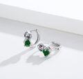wholesale 925 Sterling Silver Green Crystal Sloth Huggie Hoop Earrings for Women and Teenagers-0-3