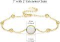 wholesale 925 Sterling Silver Dainty Opal Bracelet for Women Lab Created Opal Charm  for Mom Daughter Birthday 7+2 Length Chain-0-1