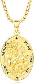 wholesale Gold 925 Sterling Silver St George Medal Necklace Pendant with Cross and Horse Design -0-0