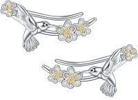 wholesale 925 Sterling Silver Black Paw Print Heart Drop Dangle Studs Hoop Earrings for Girls and Women -Hummingbird Ear Climbers