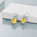 wholesale 925 Sterling Silver Citrine Crystal Gemstone Filigree Teardrop Dangle Leverback Earrings-0-4