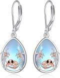 wholesale 925 Sterling Silver Teardrop Sea Turtle Leverback Earrings-0-0