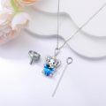 wholesale 925 Sterling Silver Blue Crystal Elephant Pet Ash Keepsake Pendant Necklace with Funnel and Spoon Set-0-2
