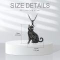 wholesale S925 Sterling Silver Black Cat Necklace with Cubic Zirconia for Women-0-4
