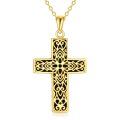 wholesale 925 Sterling Silver Gold Plated Black Onyx Filigree Cross Pendant Necklace-0-0
