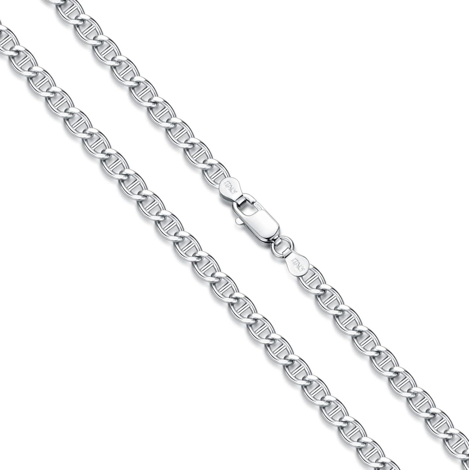 925 Sterling Silver Mariner Link Chain Bracelet with Lobster Claw Clasp - Men & Women's Jewelry (Length: 7 / Width: 3 mm)-0-1