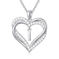 TOUPOP Sterling Silver Heart Initial A-Z Letter Pendant Necklace-undefined