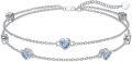 wholesale  Sterling Silver Heart Birthstone Anklet Bracelets for Women -0-0