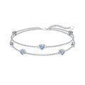 wholesale 925 Sterling Silver Heart Birthstone Anklet Bracelets for Women-0-0