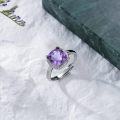 wholesale Sterling Silver Amethyst & CZ Ring - Adjustable Size 6-8, February Birthstone, Elegant Gift-0-2