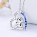 wholesale 925 Sterling Silver Blue Crystal Monkey Heart Pendant Necklace for Women and Girls-0-3